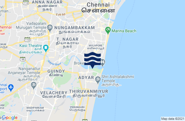 Carte des horaires des marées pour Manappakkam, India
