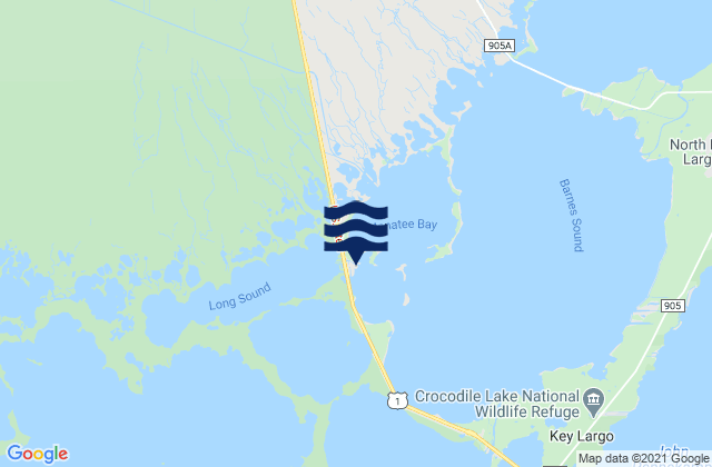 Carte des horaires des marées pour Manatee Creek (Manatee Bay Barnes Sound), United States