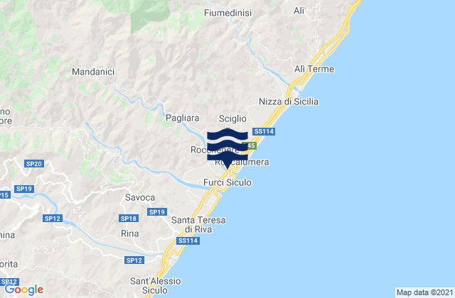 Carte des horaires des marées pour Mandanici, Italy