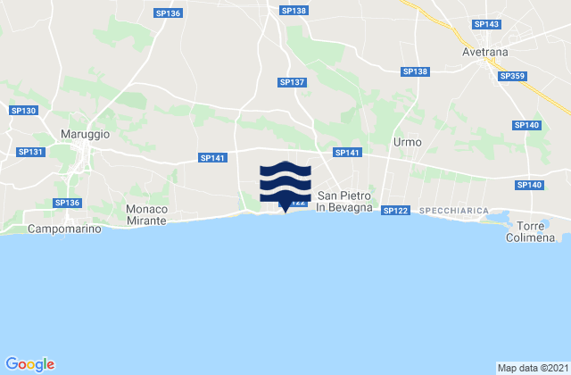 Carte des horaires des marées pour Manduria, Italy