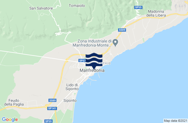 Carte des horaires des marées pour Manfredonia, Italy