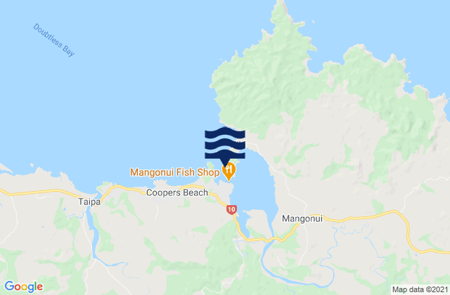 Carte des horaires des marées pour Mangonui, New Zealand
