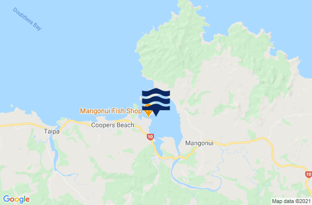 Carte des horaires des marées pour Mangonui Harbour, New Zealand