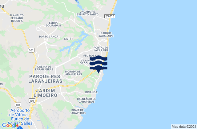 Carte des horaires des marées pour Manguinhos, Brazil