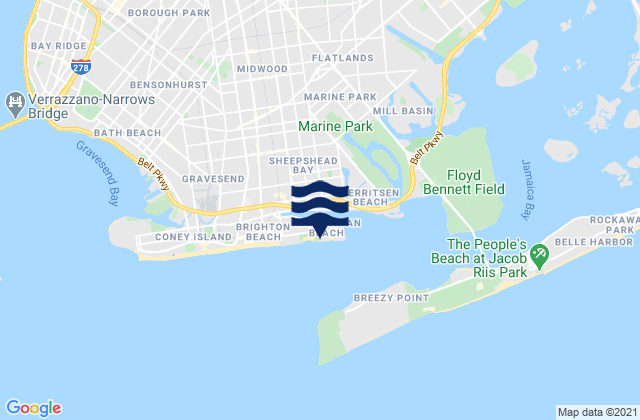 Carte des horaires des marées pour Manhattan Beach Brooklyn, United States