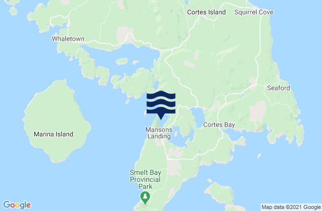 Carte des horaires des marées pour Manson Bay, Canada
