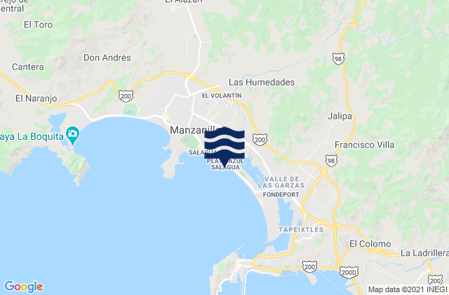 Carte des horaires des marées pour Manzanillo, Mexico