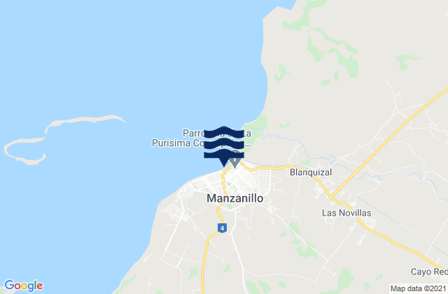 Carte des horaires des marées pour Manzanillo, Cuba