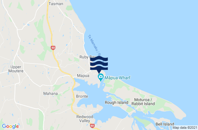 Carte des horaires des marées pour Mapua, New Zealand