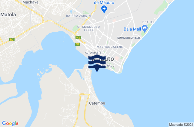 Carte des horaires des marées pour Maputo, Mozambique