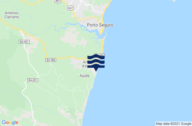 Carte des horaires des marées pour Mar Aberto, Brazil