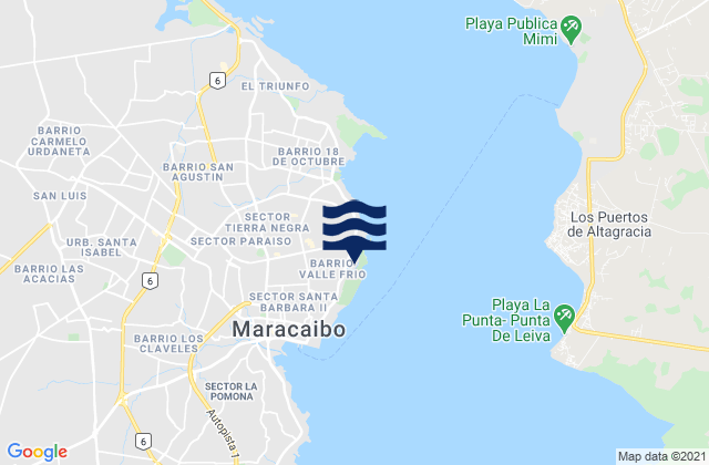 Carte des horaires des marées pour Maracaibo, Venezuela