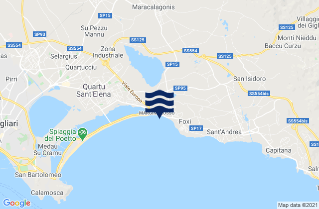 Carte des horaires des marées pour Maracalagonis, Italy