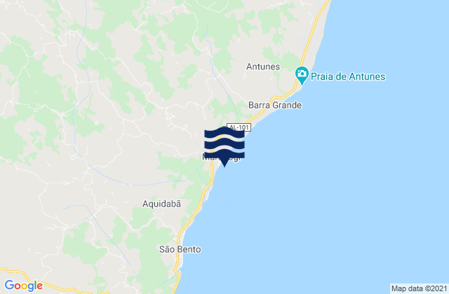 Carte des horaires des marées pour Maragogi, Brazil