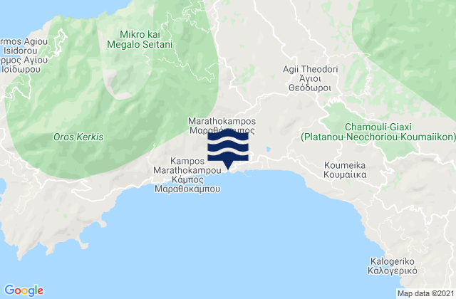 Carte des horaires des marées pour Marathókampos, Greece