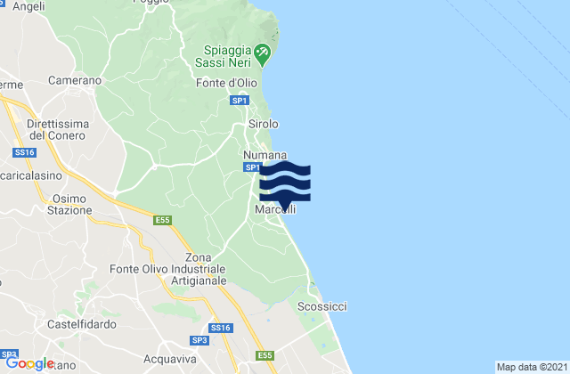 Carte des horaires des marées pour Marcelli, Italy