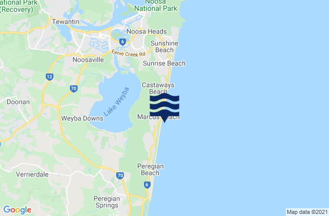 Carte des horaires des marées pour Marcus Beach, Australia