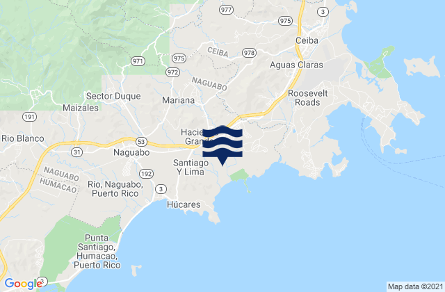 Carte des horaires des marées pour Mariana Barrio, Puerto Rico
