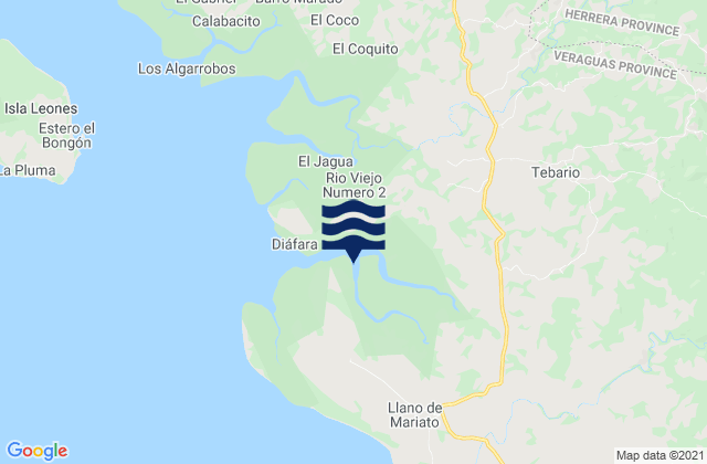 Carte des horaires des marées pour Mariato District, Panama