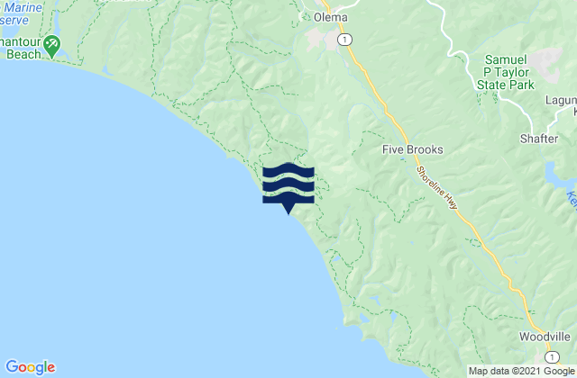 Carte des horaires des marées pour Marin County, United States