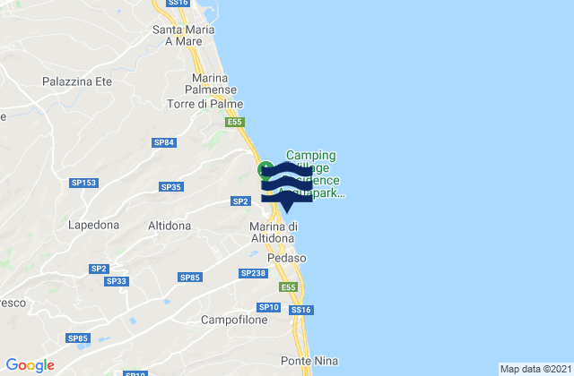 Carte des horaires des marées pour Marina di Altidona, Italy
