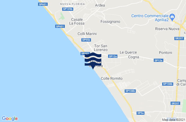 Carte des horaires des marées pour Marina di Ardea-Tor San Lorenzo, Italy