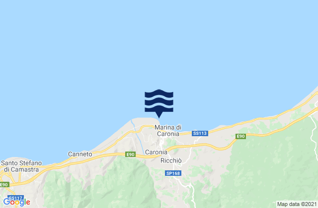 Carte des horaires des marées pour Marina di Caronia, Italy