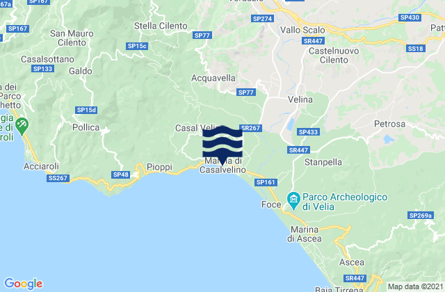 Carte des horaires des marées pour Marina di Casal Velino, Italy