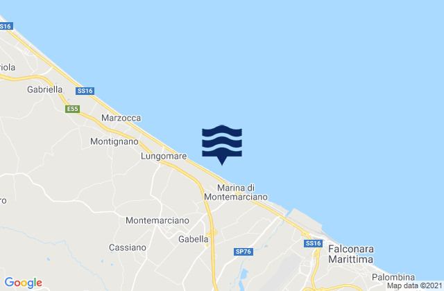 Carte des horaires des marées pour Marina di Montemarciano, Italy