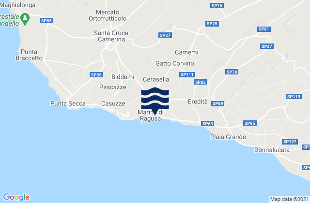 Carte des horaires des marées pour Marina di Ragusa, Italy