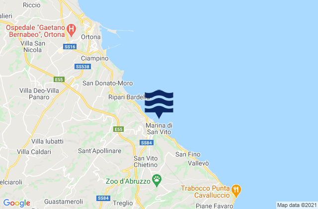 Carte des horaires des marées pour Marina di San Vito, Italy