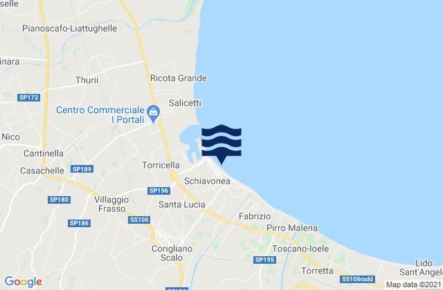Carte des horaires des marées pour Marina di Schiavonea, Italy