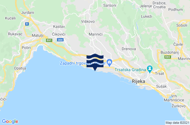 Carte des horaires des marées pour Marinići, Croatia