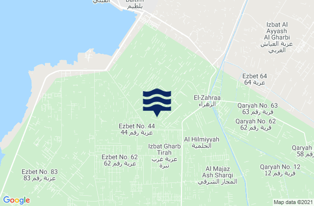 Carte des horaires des marées pour Markaz al Ḩāmūl, Egypt