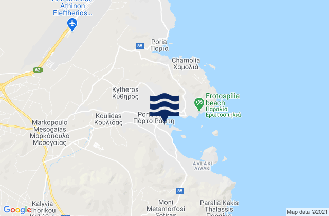 Carte des horaires des marées pour Markópoulo, Greece