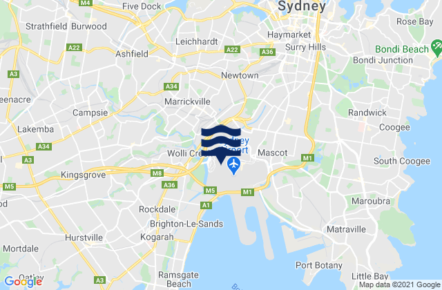 Carte des horaires des marées pour Marley, Australia