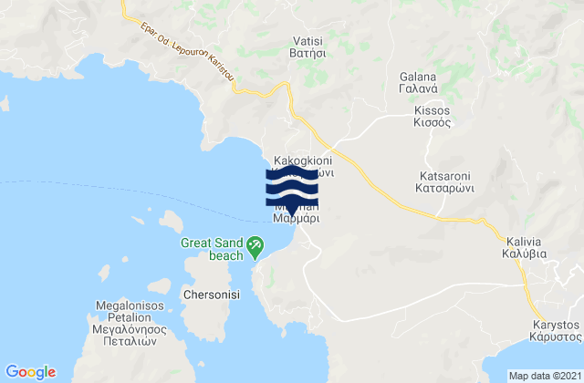 Carte des horaires des marées pour Marmárion, Greece