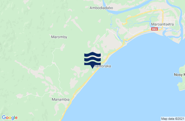 Carte des horaires des marées pour Maroantsetra District, Madagascar