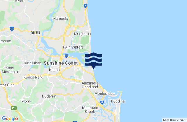 Carte des horaires des marées pour Maroochydore Beach, Australia