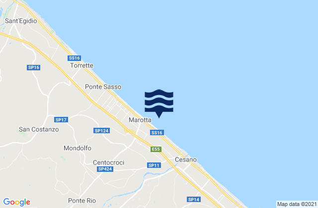 Carte des horaires des marées pour Marotta, Italy