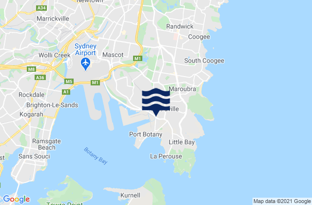 Carte des horaires des marées pour Maroubra, Australia