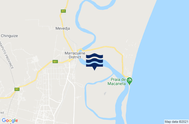 Carte des horaires des marées pour Marracuene District, Mozambique