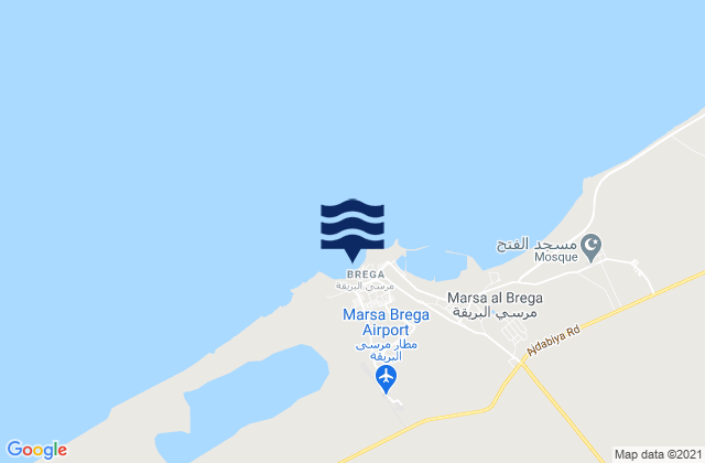 Carte des horaires des marées pour Marsa Brega, Greece