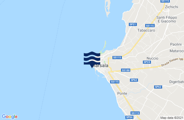 Carte des horaires des marées pour Marsala, Italy