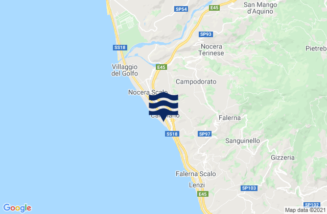 Carte des horaires des marées pour Martirano, Italy