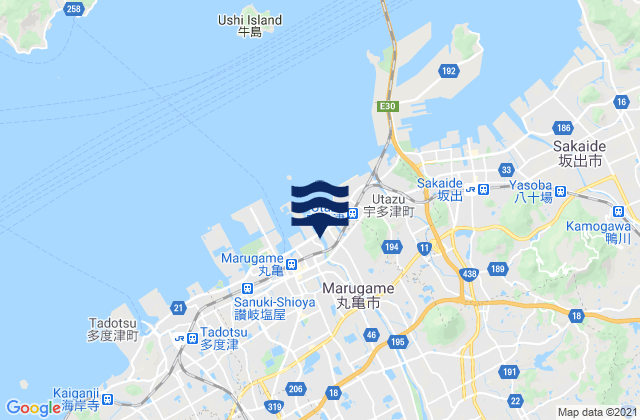 Carte des horaires des marées pour Marugame Shi, Japan