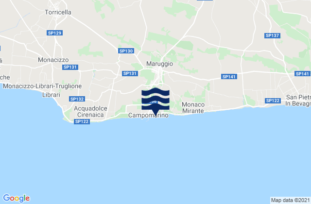 Carte des horaires des marées pour Maruggio, Italy