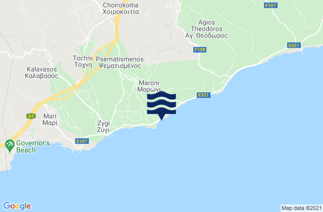 Carte des horaires des marées pour Maróni, Cyprus