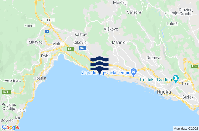 Carte des horaires des marées pour Marčelji, Croatia