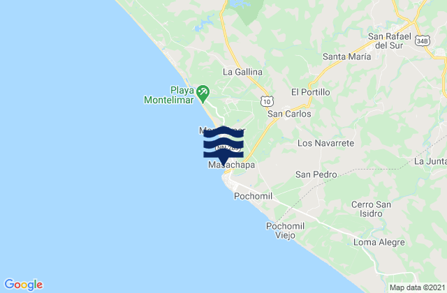 Carte des horaires des marées pour Masachapa, Nicaragua